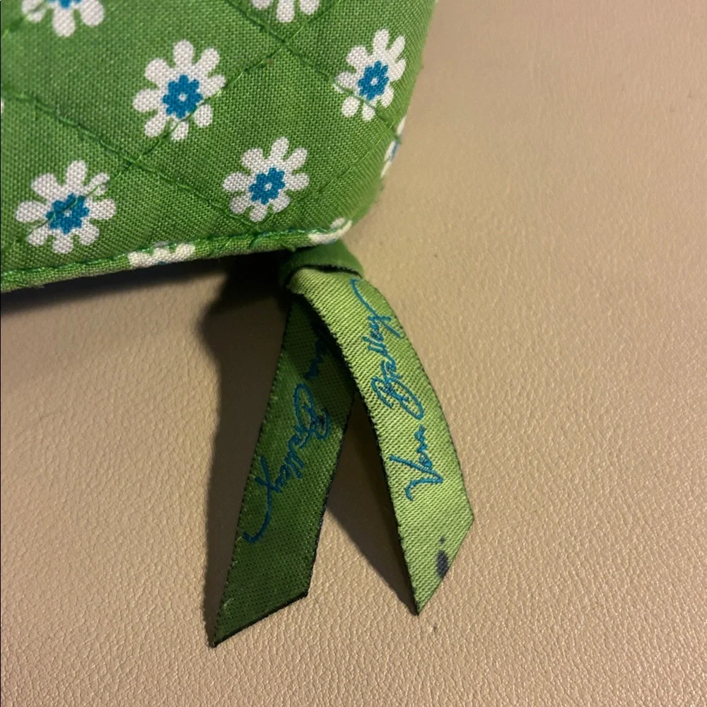 Vera Bradley Green Floral Quilted Wallet with Blue Snap Tab